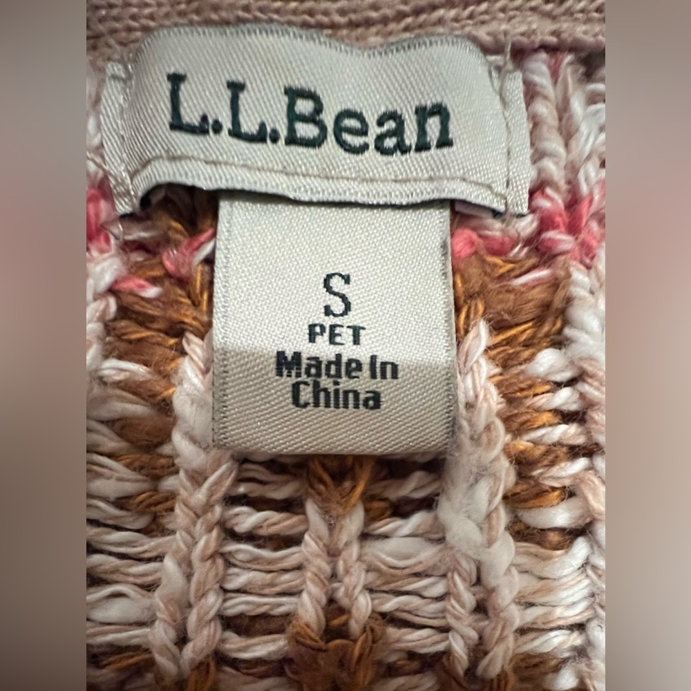 LL Bean Woman's Small Petite Cotton Ragg Sweater Open Cardigan Fair Isle 508193 - Picture 10 of 15